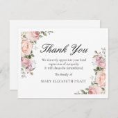 Rustikal rosa Rose Blumenbeerdigung Dankeskarte (Vorne/Hinten)