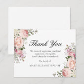 Rustikal rosa Rose Blumenbeerdigung Dankeskarte (Vorne/Hinten)