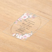 Rustikal Rosa Rose Floral Erste Heilige Kommune Acryleinladungen (Ablage )