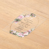 Rustikal Rosa Rose Floral Erste Heilige Kommune Acryleinladungen (Ablage )