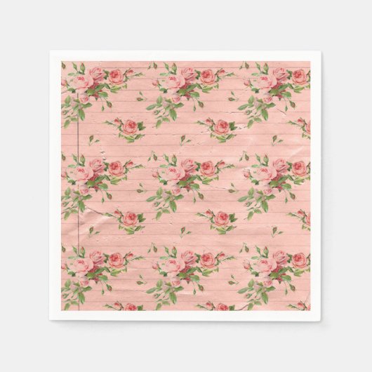 Rustikal rosa Rose Serviette (Vorderseite)