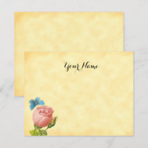 Rustikal rosa Rose und blauer Moth bearbeitbar