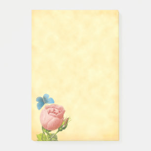Rustikal rosa Rose und blauer Moth Post-it Klebezettel