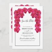 Rustikal rosa Rosen Hochzeit speichern das Datum Save The Date (Vorne/Hinten)