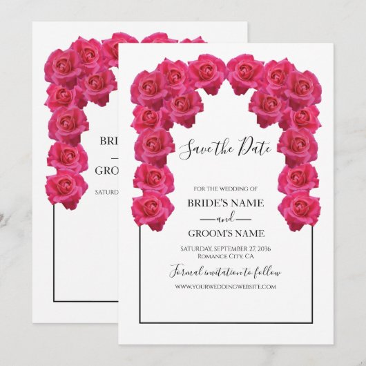 Rustikal rosa Rosen Hochzeit speichern das Datum Save The Date (Vorne/Hinten)