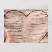 Rustikal rosa Rosen & Reben - Birke Save the Date  Ankündigungspostkarte (Rückseite)