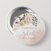 Rustikal Rosa Rosengrün Gold 16. b-Tag Button (Vorne & Hinten)