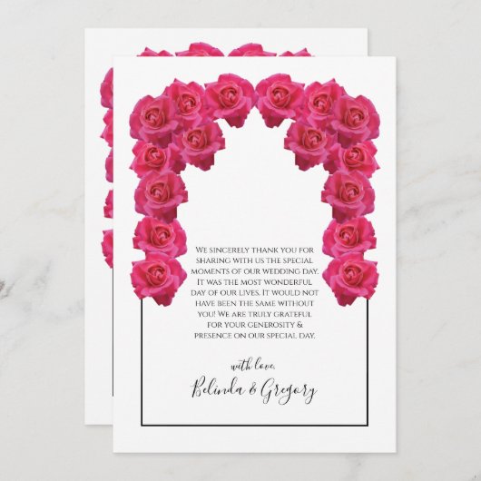Rustikal rosa Roses Wedding Danke Karte (Vorne/Hinten)