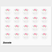 Rustikal rosa Roses Wedding Danke Sticker (Blatt)