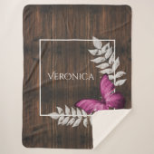 Rustikal rosa Schmetterling Personalisiert Sherpa  Sherpadecke (Vorderseite)