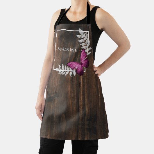 Rustikal rosa Schmetterling Personalisierte Schürz Schürze (InSitu)
