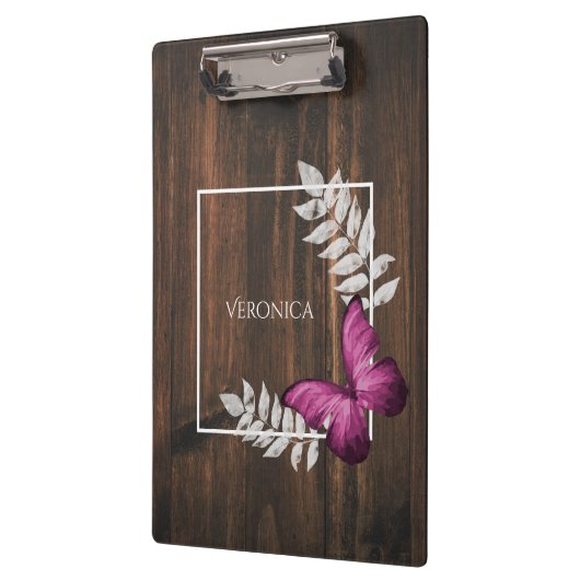 Rustikal-rosa Schmetterling-Zwischenablage Klemmbrett (Links)