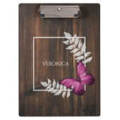 Rustikal-rosa Schmetterling-Zwischenablage Klemmbrett (Vorderseite)