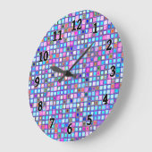 Rustikal rosa und blaues Mosaikfliesen Große Wanduhr (Winkel)