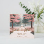 Rustikal rosa und grün Save the Date (Stehend Vorderseite)