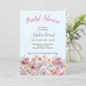 Rustikal rosa und Lila Wildblume Brautparty in Einladung (Stehend Vorderseite)