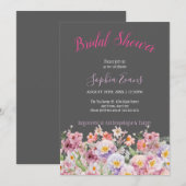 Rustikal rosa und Lila Wildblume Brautparty in Einladung (Vorne/Hinten)
