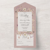 Rustikal rosa Wildblume Rahmen Kein Abendessen All In One Einladung (Innen Boden)