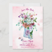 Rustikal rosa Wildblume Save the Date (Vorderseite)