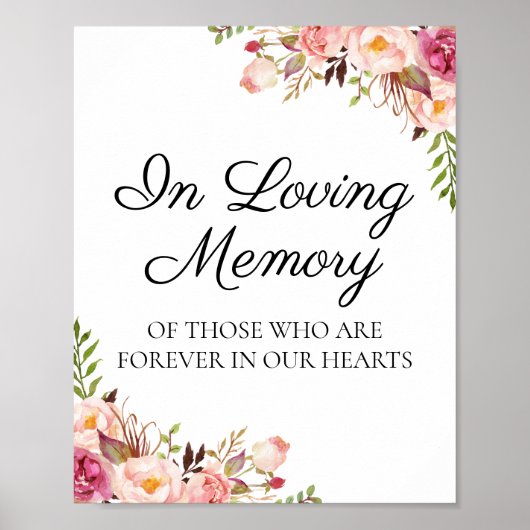 Rustikal rosafarbene Blüte in Love Memory Sign Pos Poster (Vorne)