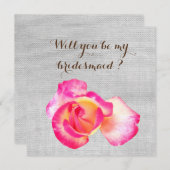 Rustikal , Rose , Werden Sie meine Bridesmadenkart Einladung (Vorne/Hinten)