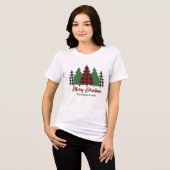 Rustikal Rot Kariert frohe Weihnachtsbaumen Frauen Tri-Blend Shirt (Vorderseite voll)