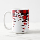Rustikal, rot, kariert, minimalistisch, Pinien Kaffeetasse (Links)