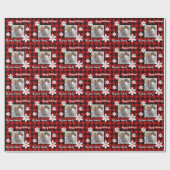 Rustikal rot und schwarz kariert mit Schneeflocken Geschenkpapier (Flach)