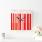 Rustikal rot und weiß quadratische wanduhr (Zuhause)