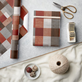 Rustikal Rotbraune Scheune Karo Holz Karomuster Geschenkpapier