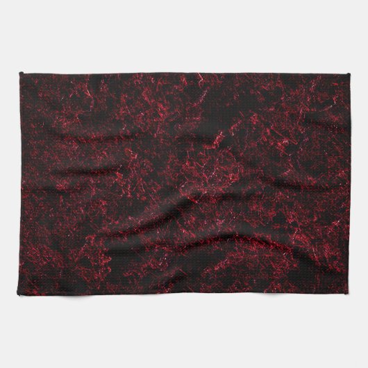 Rustikal roter Schwamm auf schwarzem oder dunkelro Geschirrtuch (Horizontal)