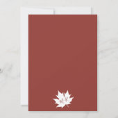 Rustikal rotes Ahornblatt einfache Hochzeit Einladung (Rückseite)