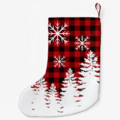 Rustikal rotes, schwarzes Büffel kariert Kleiner Weihnachtsstrumpf (Rückseite)