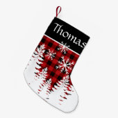 Rustikal rotes, schwarzes Büffel kariert Kleiner Weihnachtsstrumpf (Vorderansicht (hängend))