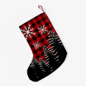 Rustikal rotes, schwarzes Büffel kariert Kleiner Weihnachtsstrumpf (Rückseite (Hängend))
