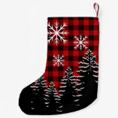 Rustikal rotes, schwarzes Büffel kariert Kleiner Weihnachtsstrumpf (Rückseite)