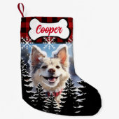 Rustikal rotes, schwarzes Büffel kariert Kleiner Weihnachtsstrumpf (Vorderseite)