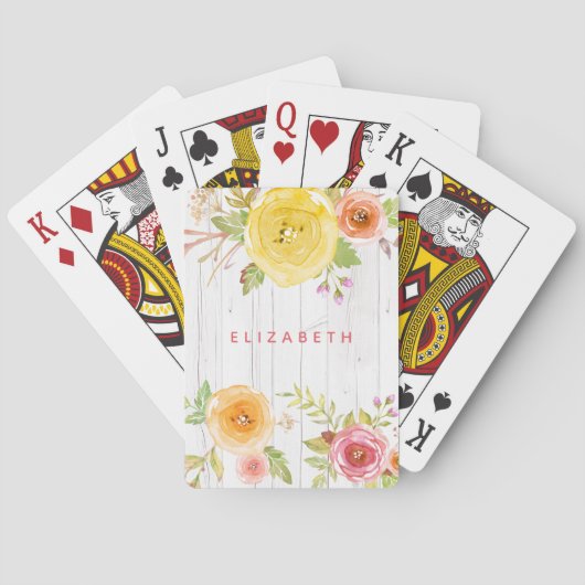 rustikal-rötlich-gelb, weißes Holz Spielkarten (Rückseite)