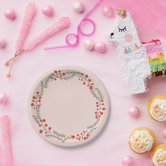 Rustikal rötlich-grün-rot-grün Urlaub Pappteller (Party)