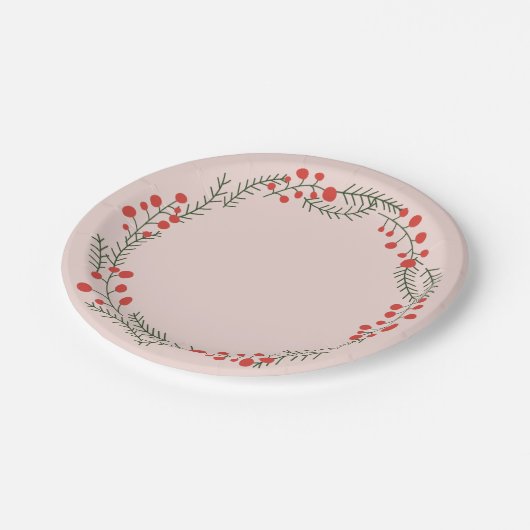 Rustikal rötlich-grün-rot-grün Urlaub Pappteller (Schrägansicht)