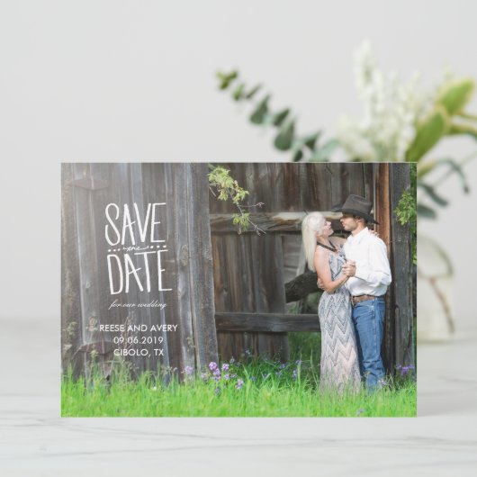 rustikal Save the Date (Stehend Vorderseite)