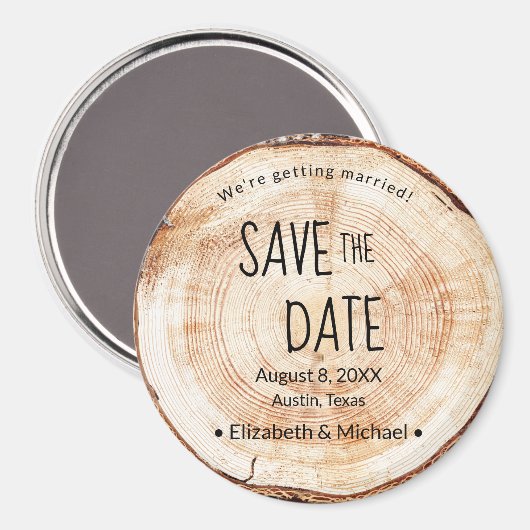 Rustikal Save the Date bedrucktes Holz einzigartig Magnet (Vorderseite/Rückseite)