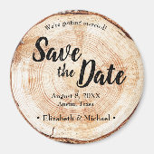 Rustikal Save the Date bedrucktes Holz Slice Magnet (Vorne)