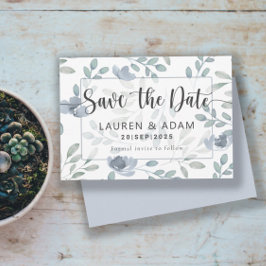 Rustikal Save the Date Dusty Blue Eucalyptus Flora