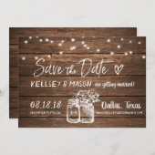 rustikal Save the Date | Mason Jars & String Light Einladung (Vorne/Hinten)
