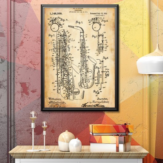 Rustikal | Saxophon - Patent Poster