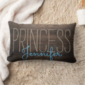 Rustikal-schick HOLZDRUCK IHRER NAMEN BEIGE IN BLA Lendenkissen (Decke)