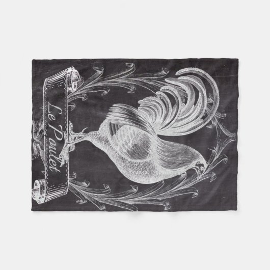 rustikal-schicke Tafel, französischer Hahn Fleecedecke (Vorderseite (Horizontal))