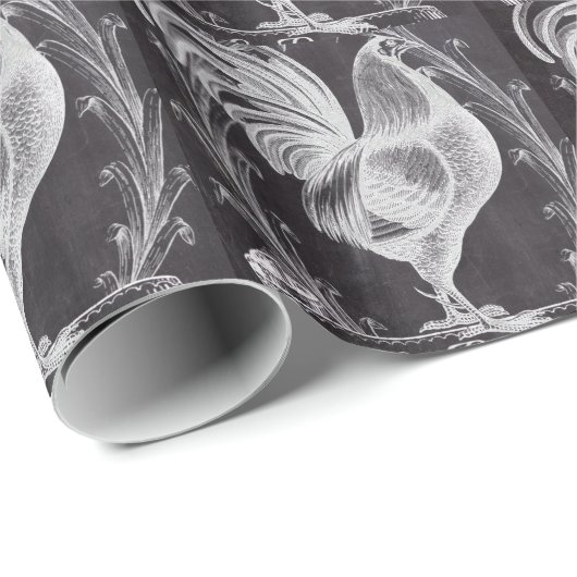 rustikal-schicke Tafel, französischer Hahn Geschenkpapier (Rolleneckpunkt)