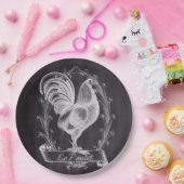 rustikal-schicke Tafel, französischer Hahn Pappteller (Party)